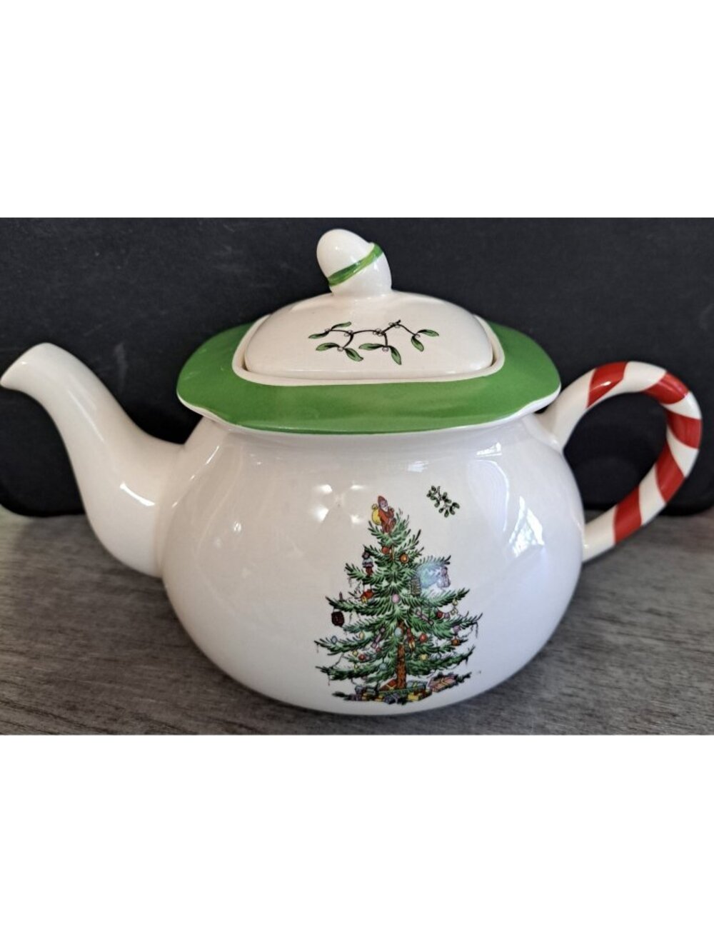 Spode Christmas Tree Candy Cane Teapot for One